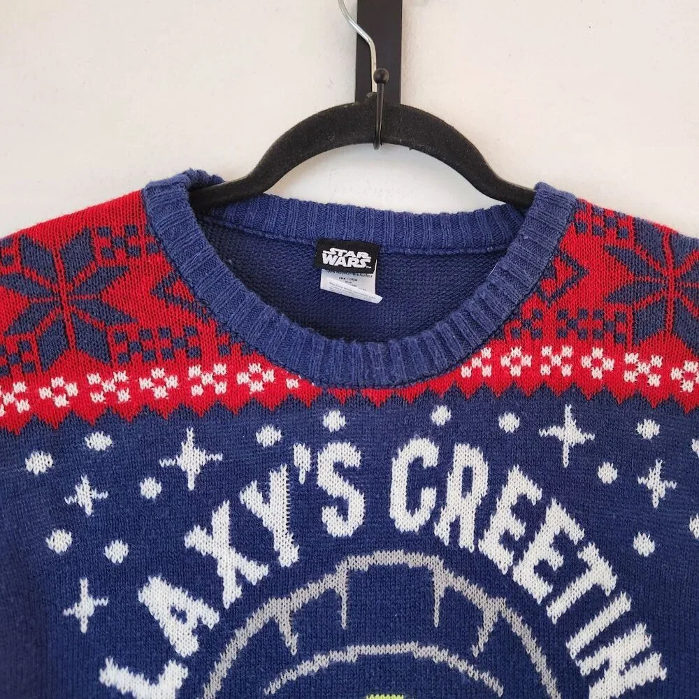 Star Wars Christmas Sweater Holiday Ugly Tacky Baby Yoda Grogu Men's L (42-44)